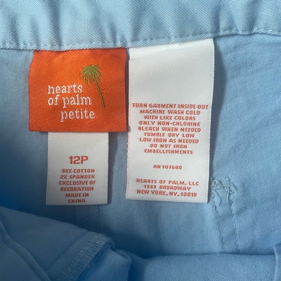 Women’s Hearts of Palm Petite Capris-12P-Light Blue - Picture 2 of 5